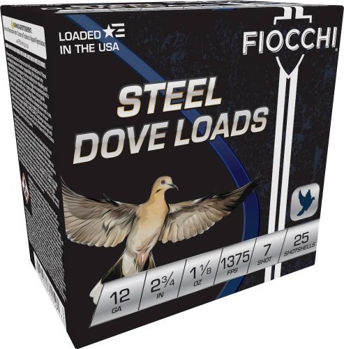 Fiocchi Steel Dove 12 GA  2-3/4 1-1/8 oz #7.5  1375fps  25rd box