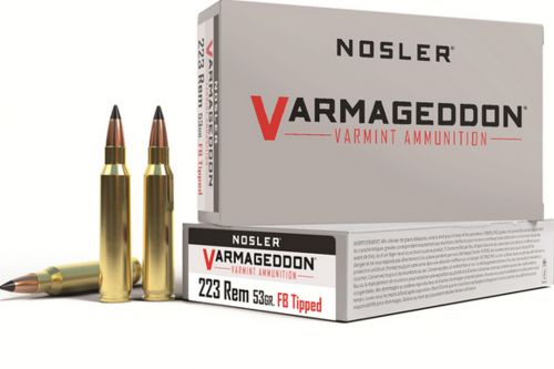 Nosler Varmageddon Flat Base Tipped 223 Remington Ammo 53 gr 20 Round Box