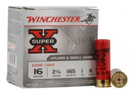 Winchester Ammo Super X Game Load 16 Gauge 2.75" 1 oz 6 Shot 25 Bx/ 10 Cs - XU166