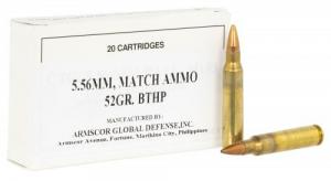 Armscor Rifle Ammo Match Proof 5.56x45mm NATO 52 gr Boat-Tail Hollow Point (BTHP) 20 Bx/ 50 Cs - 50255