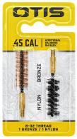 Otis Bore Brush Set 44 Mag/45 Cal/460 Cal 8-32 Thread 2" Long Bronze/Nylon Brush 2 Per Pkg - FG345NB