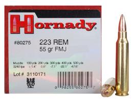 Hornady .223 Remington 55gr FMJ Brass Training 50ct - 80275LE