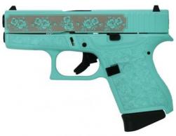 Glock G43 Custom Engraved Rose Tiffany Blue 9mm Pistol - UI4350201GRP