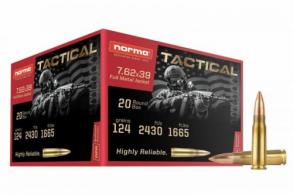 Norma Tactical 7.62x39 Ammo 124gr FMJ 20rd box - 295540020