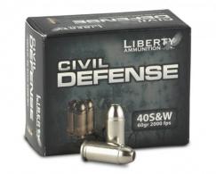 Liberty Civil Defense Hollow Point 40 S&W Ammo 60 gr 20 Round Box - LACD40012