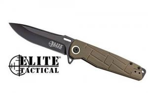 Mastery Cutlery Elite Tactical Readiness 3.5" Drop Point Plain Edge Folding Knife Tan G10 Handle - ETA001TN