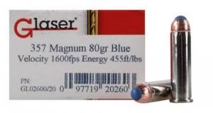 GLASER BLUE 357MAG 80GR 20/500 - GL02600/20