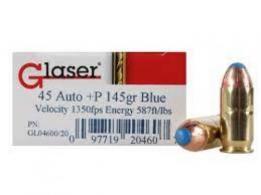 GLASER BLUE 45ACP+P 145GR 20/500 - GL04600/20