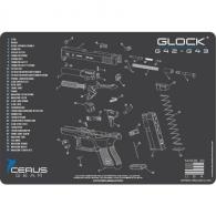 HANDGUN 12X17 3mm PROMAT FOR GLOCK 42-43 SCHEMATIC CHAR GRAY