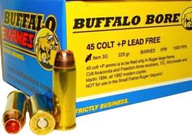 Buffalo Bore Ammunition 3G/20 Buffalo-Barnes Lead-Free 45 Colt (LC) +P 225 gr Barnes XPB 20 Bx/ 12 Cs - 3G/20