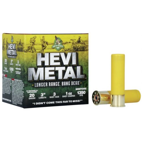 HEVI-Shot 39003 Hevi-Metal Longer Range 20 Gauge 3 1 oz 3 Shot 25 Bx/ 10 Cs