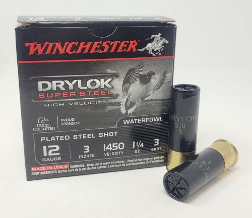 Winchester Ammo Drylock Super Steel High Velocity 12 Gauge 3 1 1/4 oz 3 Shot 25 Bx/ 10 Cs