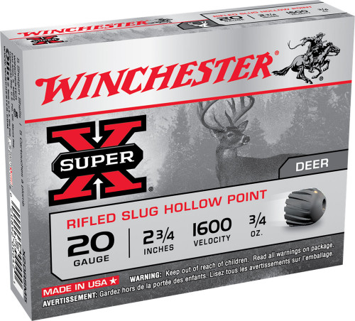 Winchester Super X Ammo  Rifled Slug Hollow Point 20 Gauge 2-3/4  5 Round Box