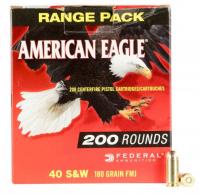Federal American Eagle 40 S&W 180 GR Full Metal Jacket (FMJ) 200 Bx/ 5 Cs - AE40R1200