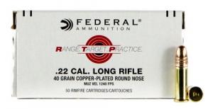 Federal Range and Target .22 LR 40 GR Copper-Plated Round Nose 50 Bx/ 100 Cs - RTP2240