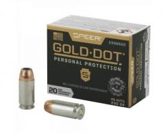Speer Ammo Gold Dot Personal Protection .45 ACP 230 GR Hollow Point 20 Bx/ 10 Cs - 23966GD