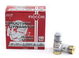 Fiocchi Shooting Dynamics Target Load  12 Gauge Ammo 2-3/4"  1 oz #8 shot  25 Round Box - 12SD1H8
