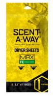 Hunters Specialties Scent-A-Way Max Dryer Sheets Odor Eliminator Earth 15 Pack - 07708