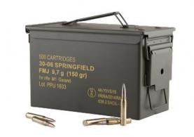 PPU Standard Rifle 30-06 Springfield 150 gr Full Metal Jacket 25 Bx/ 20 Cs (500 rds Sold by case) - PP3006GMC