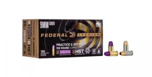 Main product image for Federal Practice & Defend 9mm Luger 147 gr HST/Synthetic 100 Bx/ 5 Cs