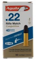 Aguila Rifle Match Competition 22 LR 40 gr Lead Solid Point 50 Bx/20 Cs - 1B220518