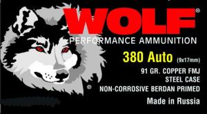 Wolf .380 ACP 91 Grain Full Metal Jacket 1000 Rnds - 917FMJ
