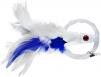 No Alibi Trolling Feather Lure Rigged & Ready, White/Blue Skirt, 1 oz, 7/0 Hook, 100 lb Mono, 6 ft - NA-RRF08-1
