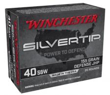 Winchester Ammo W40SWST Silvertip Defense 40 S&W 155 gr Silvertip Jacket Hollow Point 20 Per Box/ 10 Cs - W40SWST