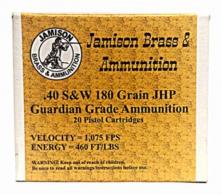 Jamison Guardian Grade 40 Smith & Wesson 180 GR Jacketed Hollow Poin - 40SW180GRD